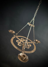 Vintage Iron Candle Chandelier | Wrought Iron Hand Forged Gothic 3 Spoke Hanging Light