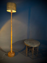Vintage mid century Floor Lamp - Turned Wood Bobbin Column