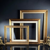 Set of 3 Large Classic Vintage French Wood Picture Frames – White / Gold