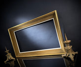 Large Mid Century Velvet Picture Frame (96x55cm) | Vintage Picture Frame | Gold with Off-white Trim | Classic Wall Decor | Wall Gallery