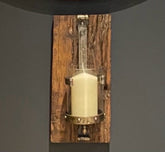 Rustic Wood, Metal, and Glass Candle Holder Wall Sconce