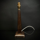Vintage Mid-Century Wooden Table Lamp with Brass Lamp Holder, Rewired with Braided Fabric Cable