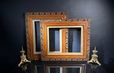 Pair Large Antique Decorative Wood Picture Frames | Ornate Detail Gallery Wall