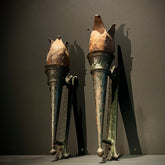 Pair of Large Weighty Antique Iron Wall Sconces | Torchere -Style | Large