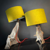 Set 2 Vintage Rootwood Table Lamps | Unique Rustic Art Lighting | Handmade Organic Decor | Statement Sculptural Lamps