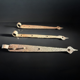 Set of 3 Vintage Wrought Iron Strap Hinges – Hand-Forged Heavy Duty Gate/Door Hardware with Spaded Ends