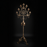 Large Vintage Spanish Candelabra | Wrought Iron | 163cm | 7-Arm Weighty Floor Candelabra