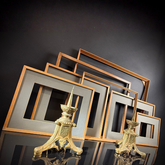 Set x7 Classic Mid-Century Wood Picture Frames | Vintage Wood Picture Frames | Wall Gallery