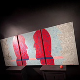 Extra Large 3 Panel Canvas | Vintage Painted Canvas (Artwork) | Oversized Textured Art | 2 Meters Wide | Gallery Wall | Centerpiece