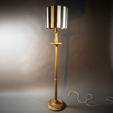 Vintage Gold Wood Floor Lamp – Fluted Turned Column, Candle Saucer, Bun Feet 159cm Tall