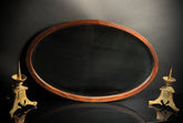 Large Mid-Century Vintage Oval Mirror | Beveled Edge Wood Hanging Mirror