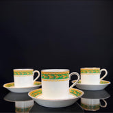 Expresso Cup and Saucer Sets | Antique |. by Waring & Gillow | Bavaria-Style Leaf and Wreath Tea Set