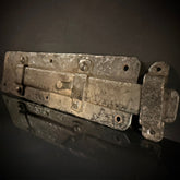 Extra Large Wrought Iron Door Bolt & Catch Set | Hand-Forged Medieval Lever Lock | Pre-Drilled Holes (41.5x10cm)