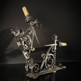Pair of Wrought Iron Gothic Wall Sconces – Hand-Forged Medieval Electric Candle Lights, Rustic Castle Torch Style