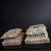 Antique Hand-Carved Indian Pillar Candle Holders | 19th Century Architectural Decor