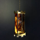 Vintage Retro Pendant Light / Hanging Light - Brass & Glass) Retro Home Décor