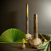 Pair (2) Brass Victorian Privacy Shield Fans | Characterful Antique Fire Screens With Decorative Base