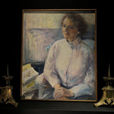 Vintage 1989 French Oil Painting On Canvas - Portrait of a Woman / Home Decor / Gallery Wall / Wall Decoration