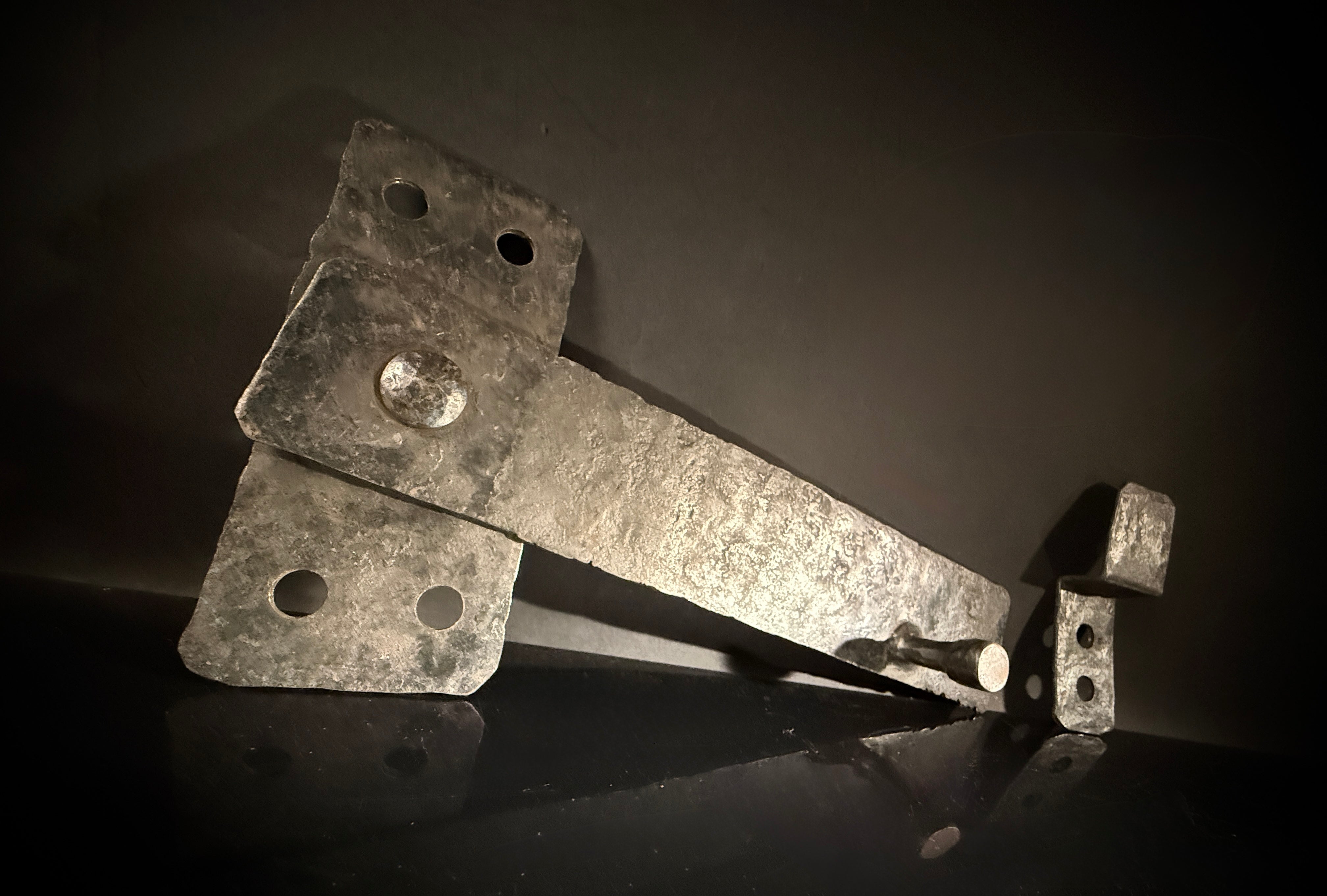Hand-Forged Antique Wrought Iron Door Bolt & Catch Set – Medieval Lever Lock, Pre-Drilled Holes