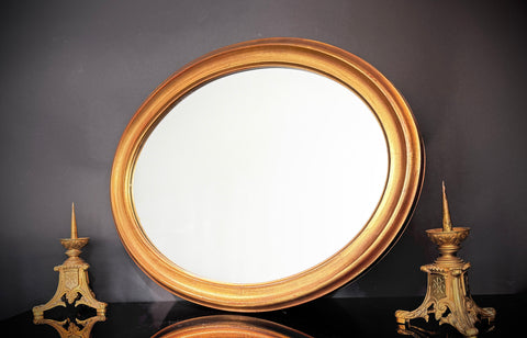 Large (80cm) Vintage Classic Gilt Oval Mirror