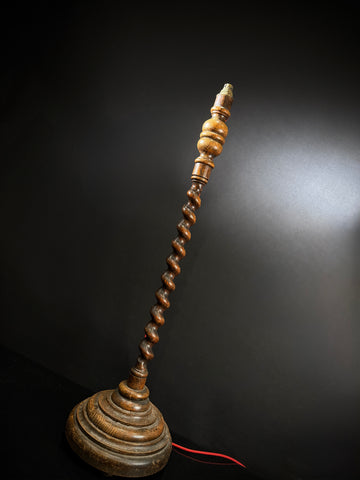 Antique Wood Floor Lamp | Barley Twist Stem, Stepped Base (100cm)