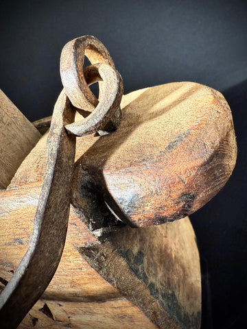 Vintage Wooden Indian Oil Pot  | Axle Grease Pot / Carrier