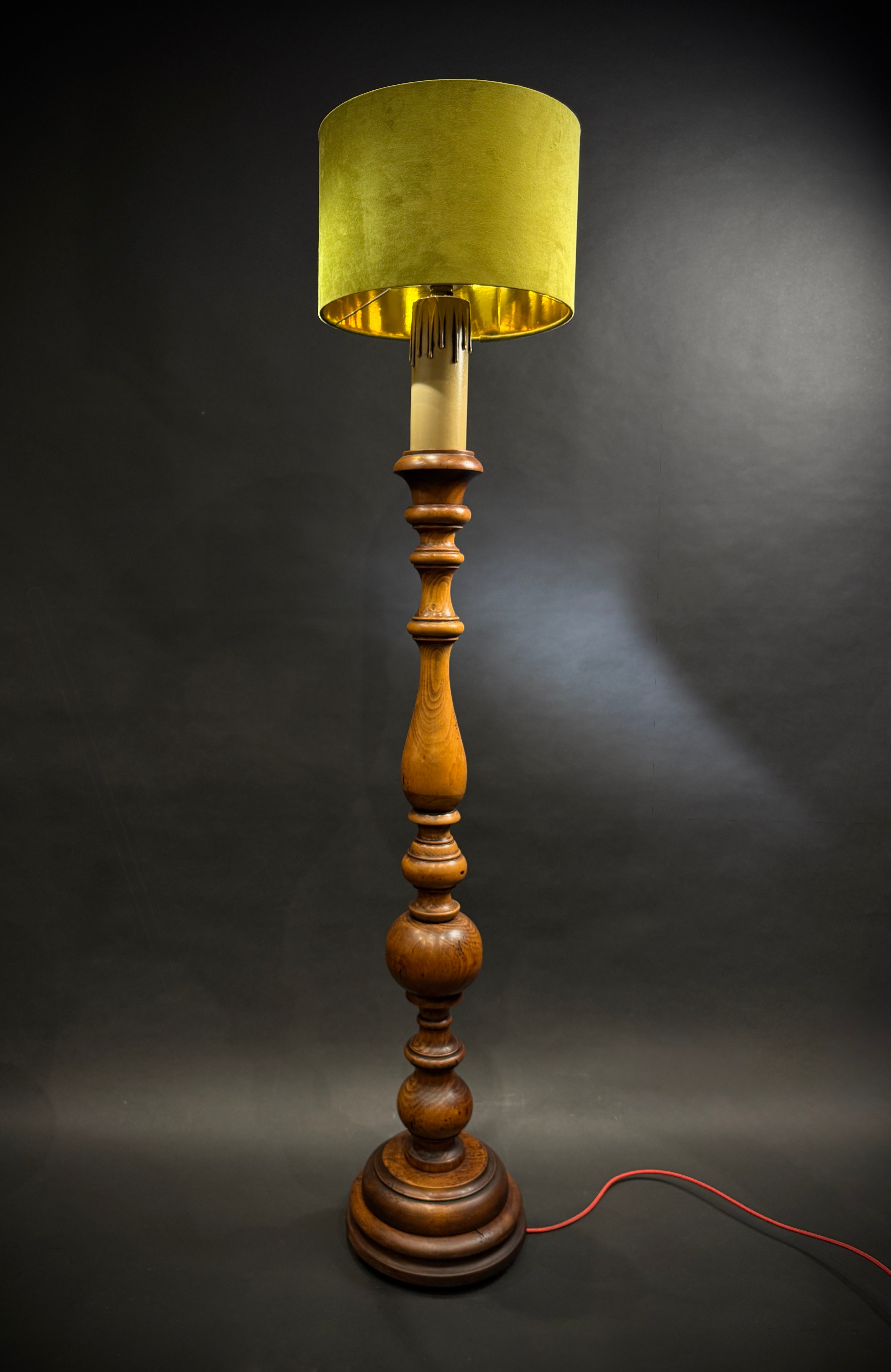 Extra Large Classic Antique Wood Giant Candlestick Floor Lamp
