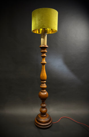 Extra Large Classic Antique Wood Giant Candlestick Floor Lamp