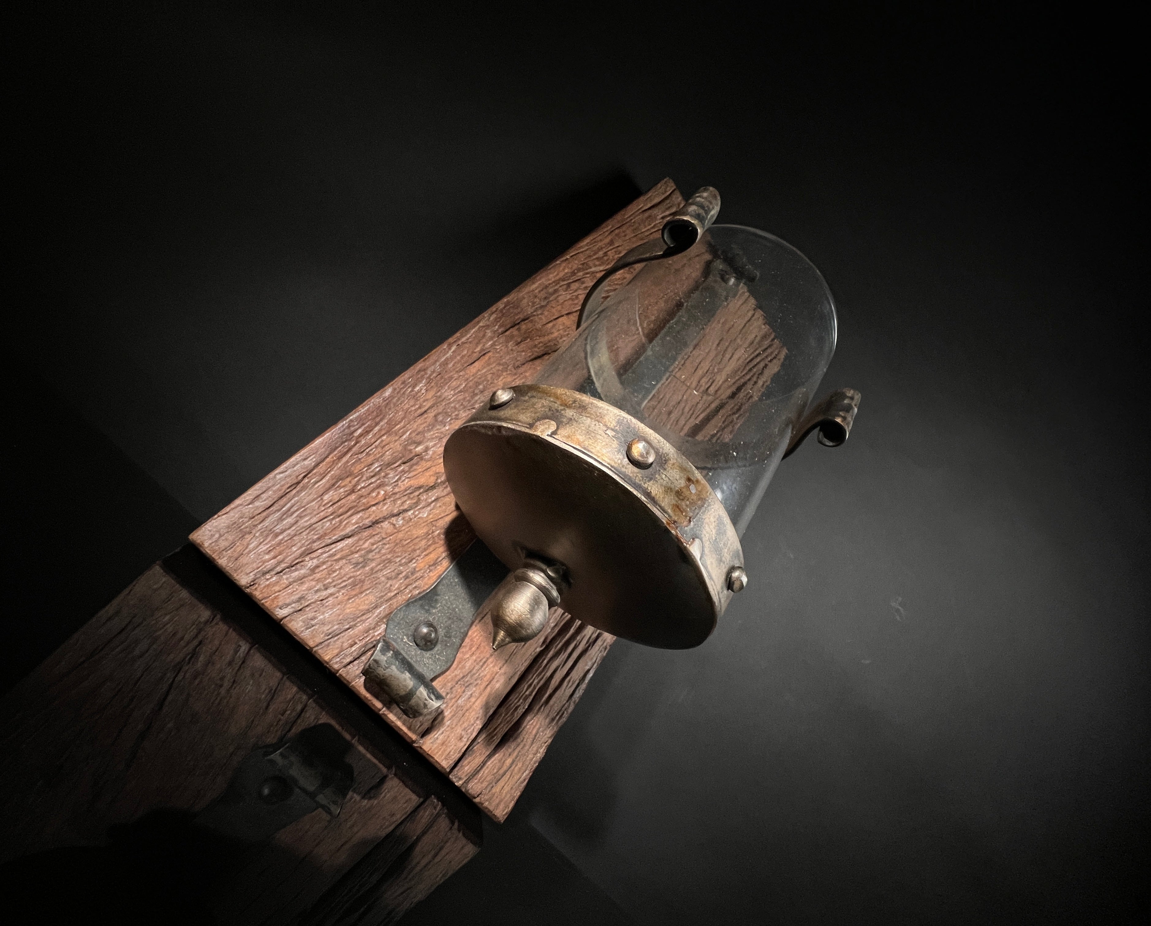 Rustic Wood, Metal, and Glass Candle Holder Wall Sconce