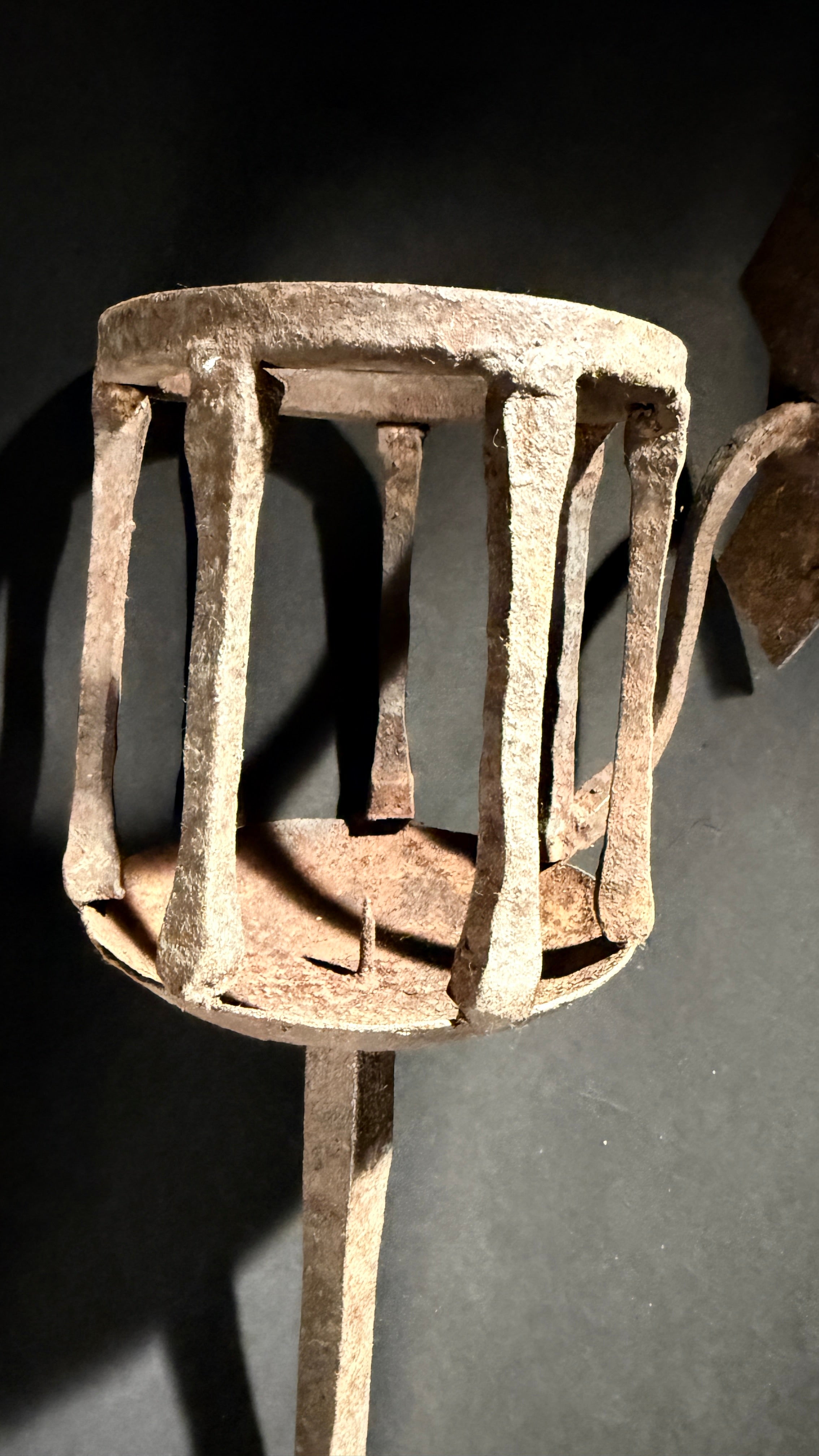 Hand-Forged Medieval Wrought Iron Candle Wall Sconce – Torch Lantern 44cm, Pre-Drilled Mount