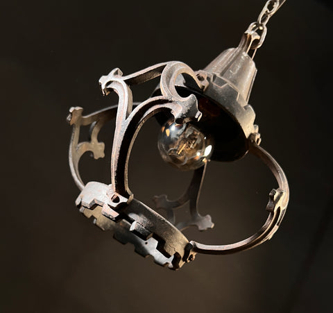 Antique Wrought Iron Pendant Light | Gothic Style | Antique Hanging Light | Rustic Decor