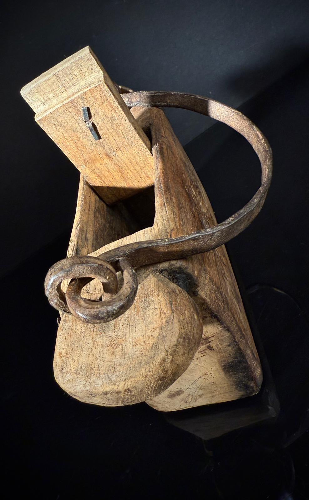 Vintage Wooden Indian Oil Pot  | Axle Grease Pot / Carrier