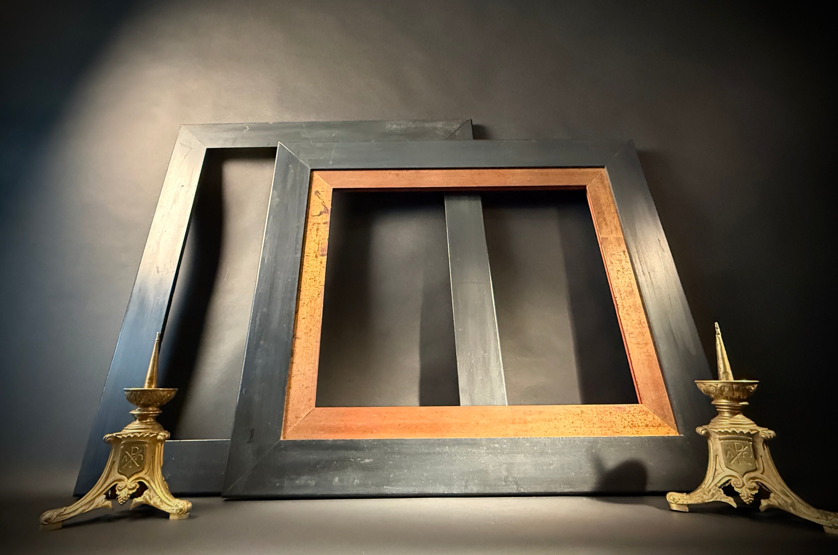 Pair Large Antique Wood Picture Frame | Black Classic Finish | 66x45.5cm