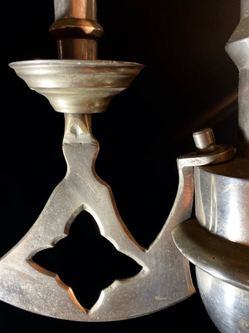 Large Antique Bronze Candle Chandelier | Gothic Design | 3-Arm Candle Light
