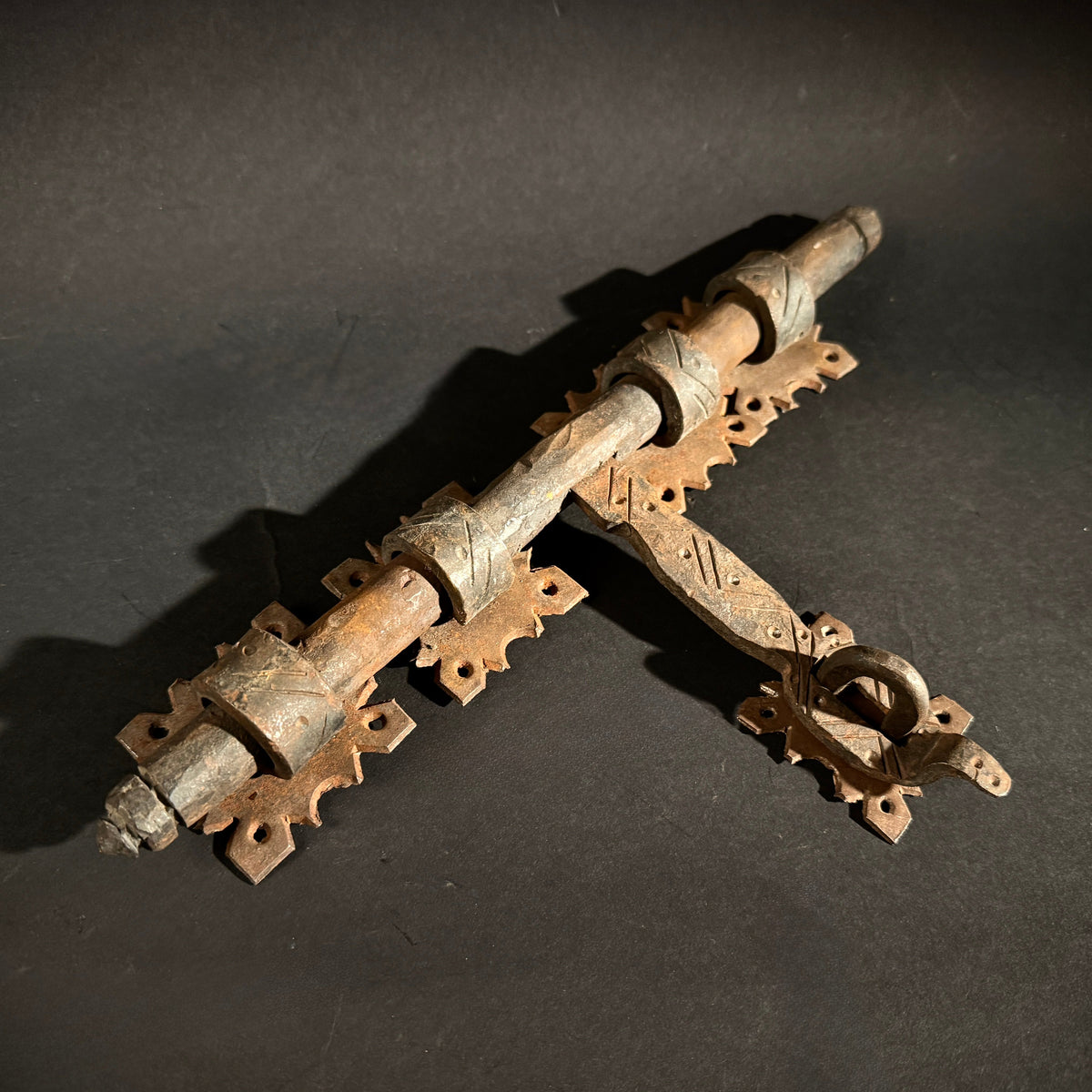 Moroccan Hand-Forged Door Bolt – Zekrhoum Kadim Iron Latch  |   Pre-Drilled Holes, Rustic Hardware
