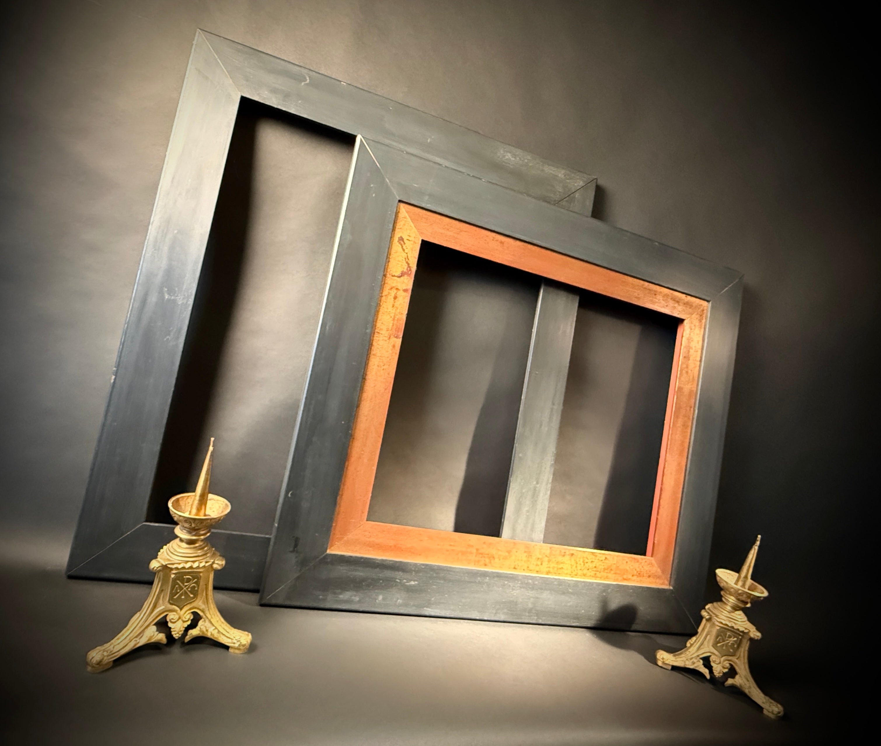 Pair Large Antique Wood Picture Frame | Black Classic Finish | 66x45.5cm