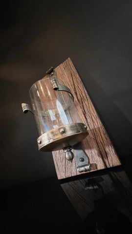 Rustic Wood, Metal, and Glass Candle Holder Wall Sconce