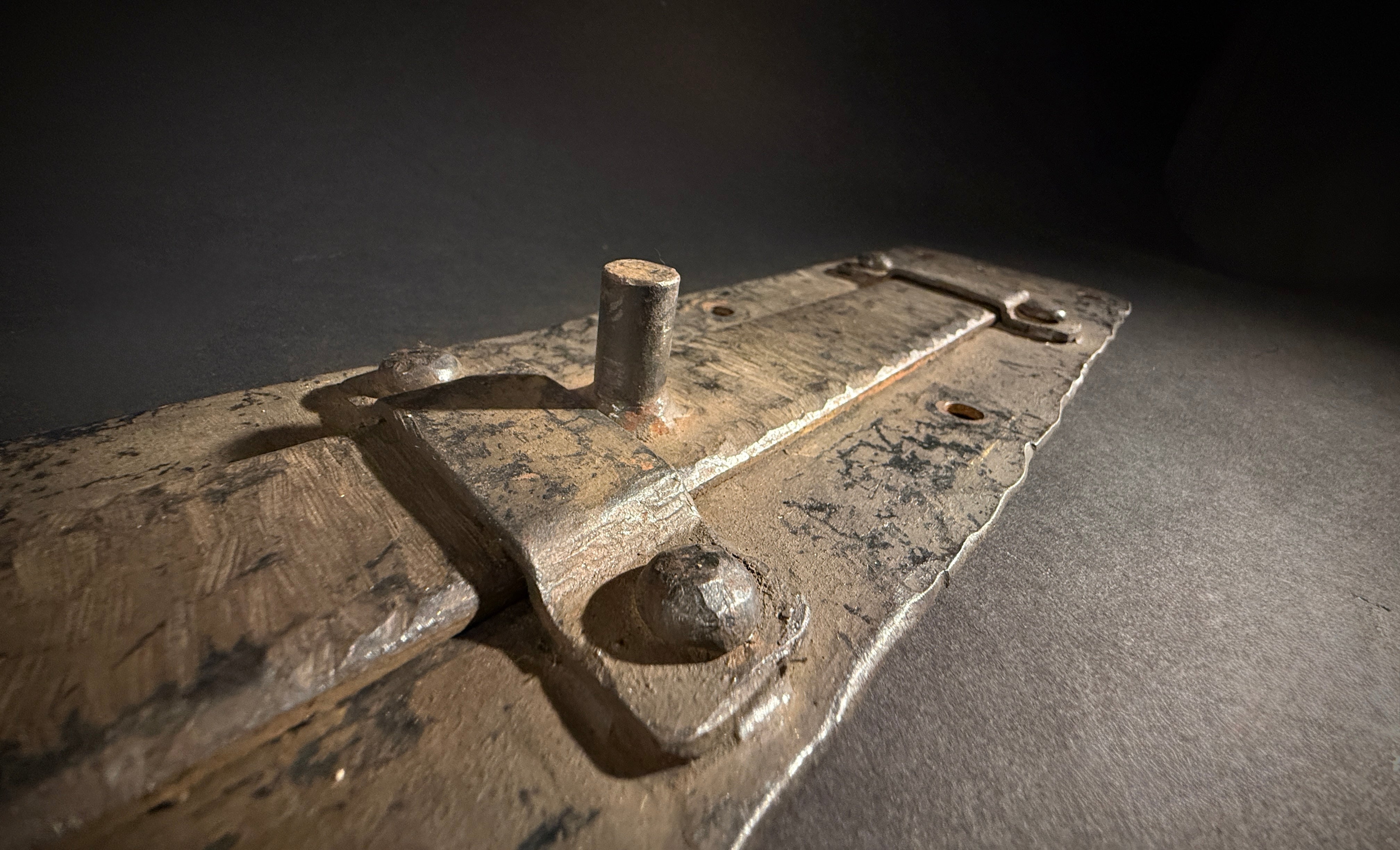 Extra Large Wrought Iron Door Bolt & Catch Set | Hand-Forged Medieval Lever Lock  |  Pre-Drilled Holes (41.5x10cm)