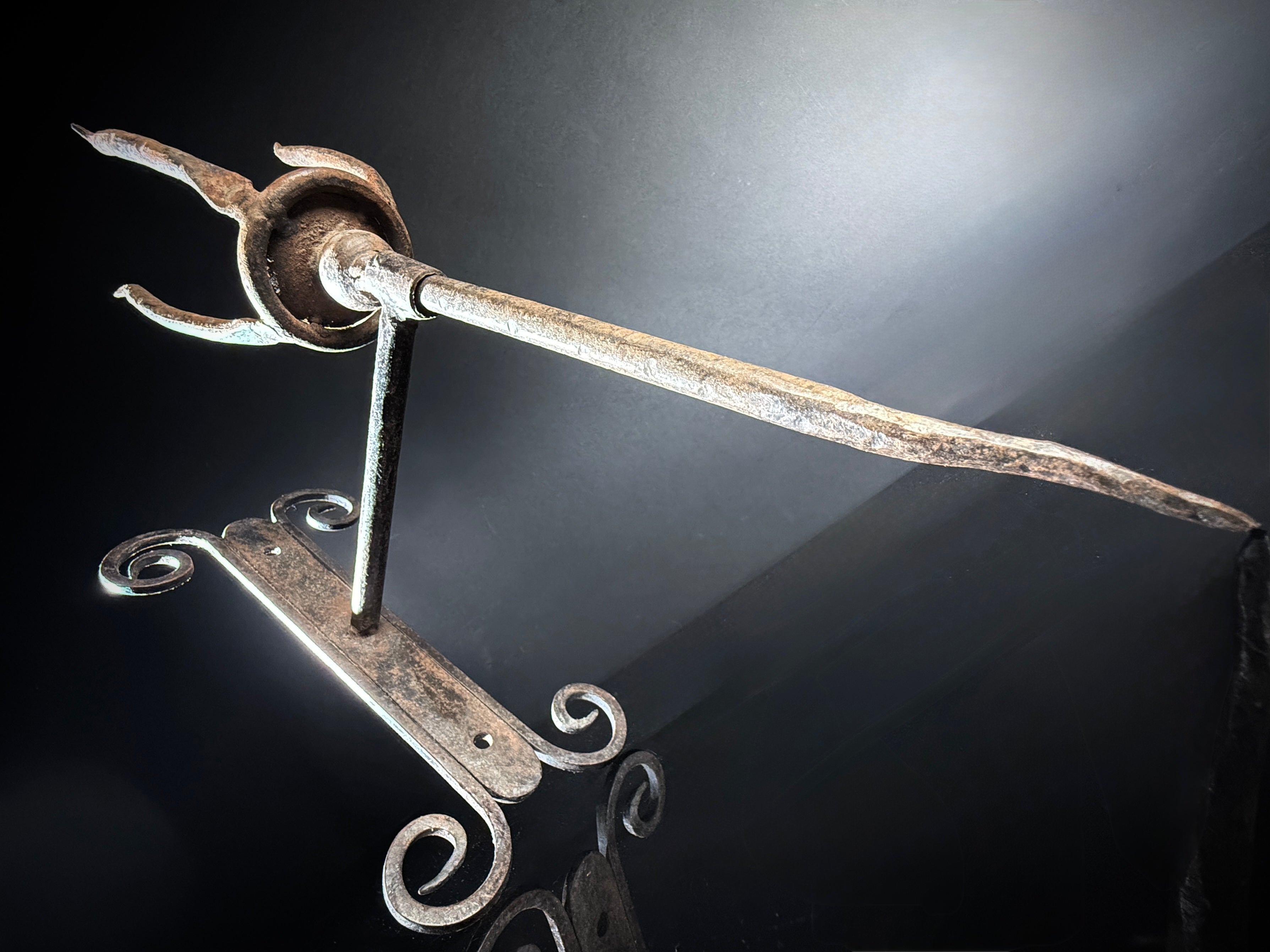 Unusual Pair of Wrought Iron Candle Torchere Sconces  |  Medieval Style  |  Hand-Forged