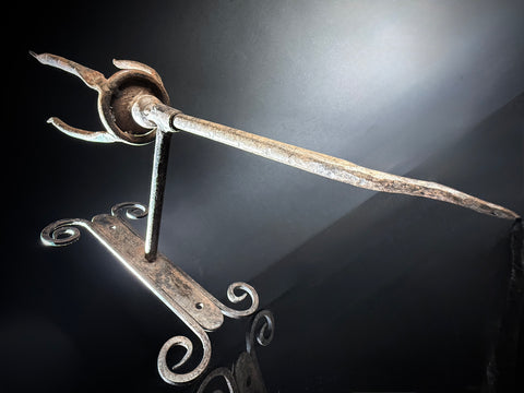 Unusual Pair of Wrought Iron Candle Torchere Sconces  |  Medieval Style  |  Hand-Forged
