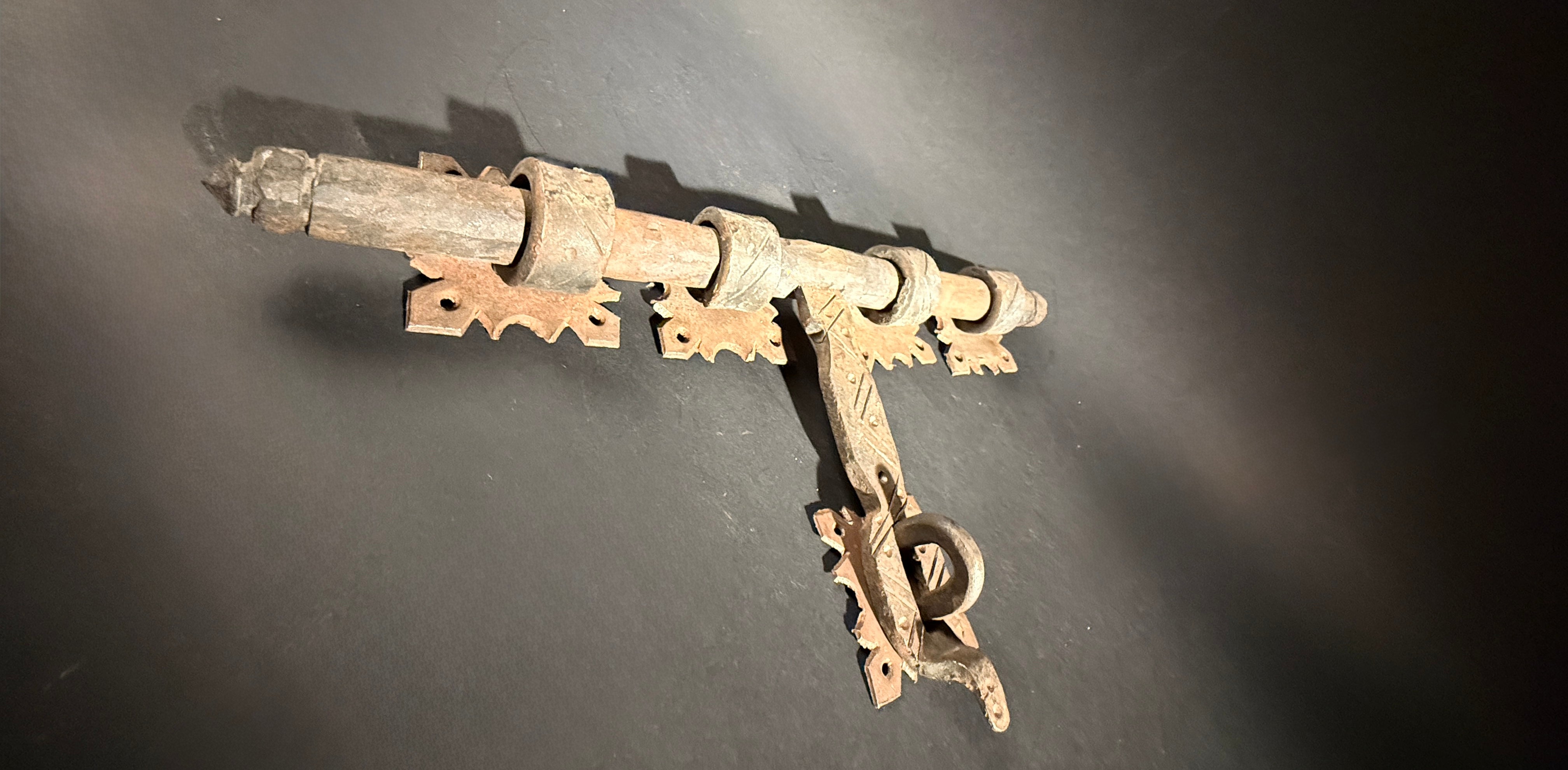 Moroccan Hand-Forged Door Bolt – Zekrhoum Kadim Iron Latch  |   Pre-Drilled Holes, Rustic Hardware
