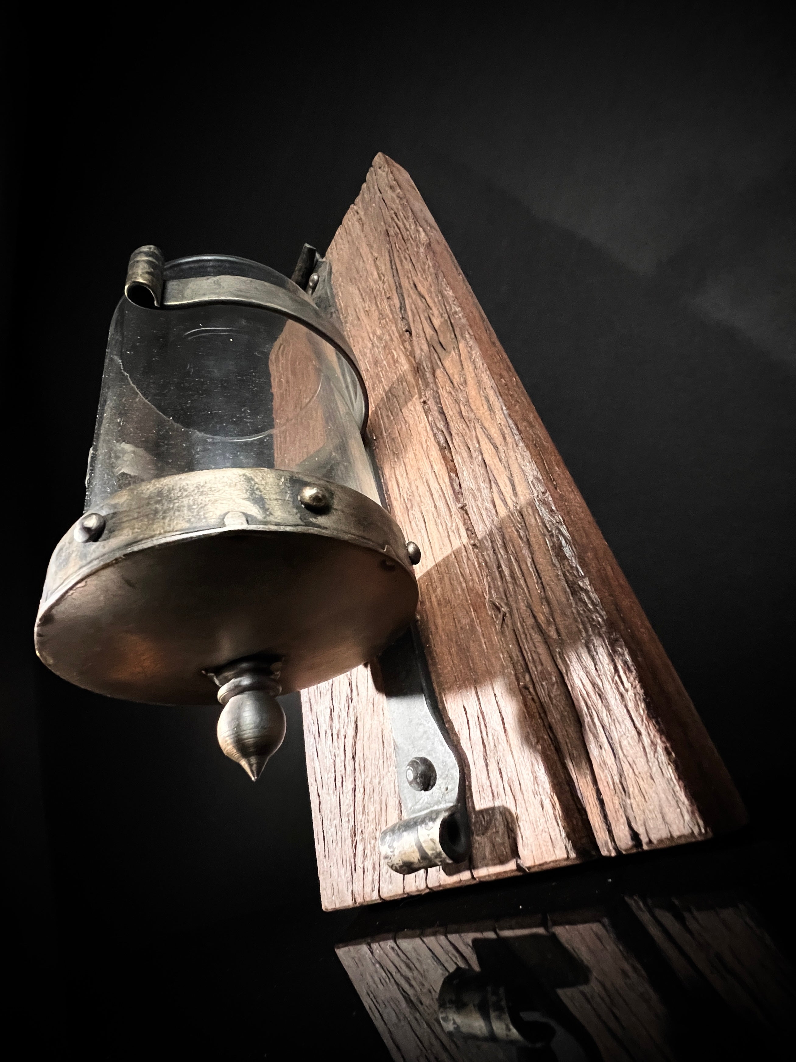 Rustic Wood, Metal, and Glass Candle Holder Wall Sconce