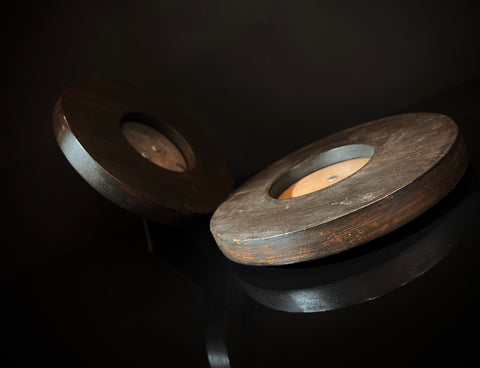 Pair Vintage Wood Picture Frames | Small Round Chunky Frames | Mid-Century Style