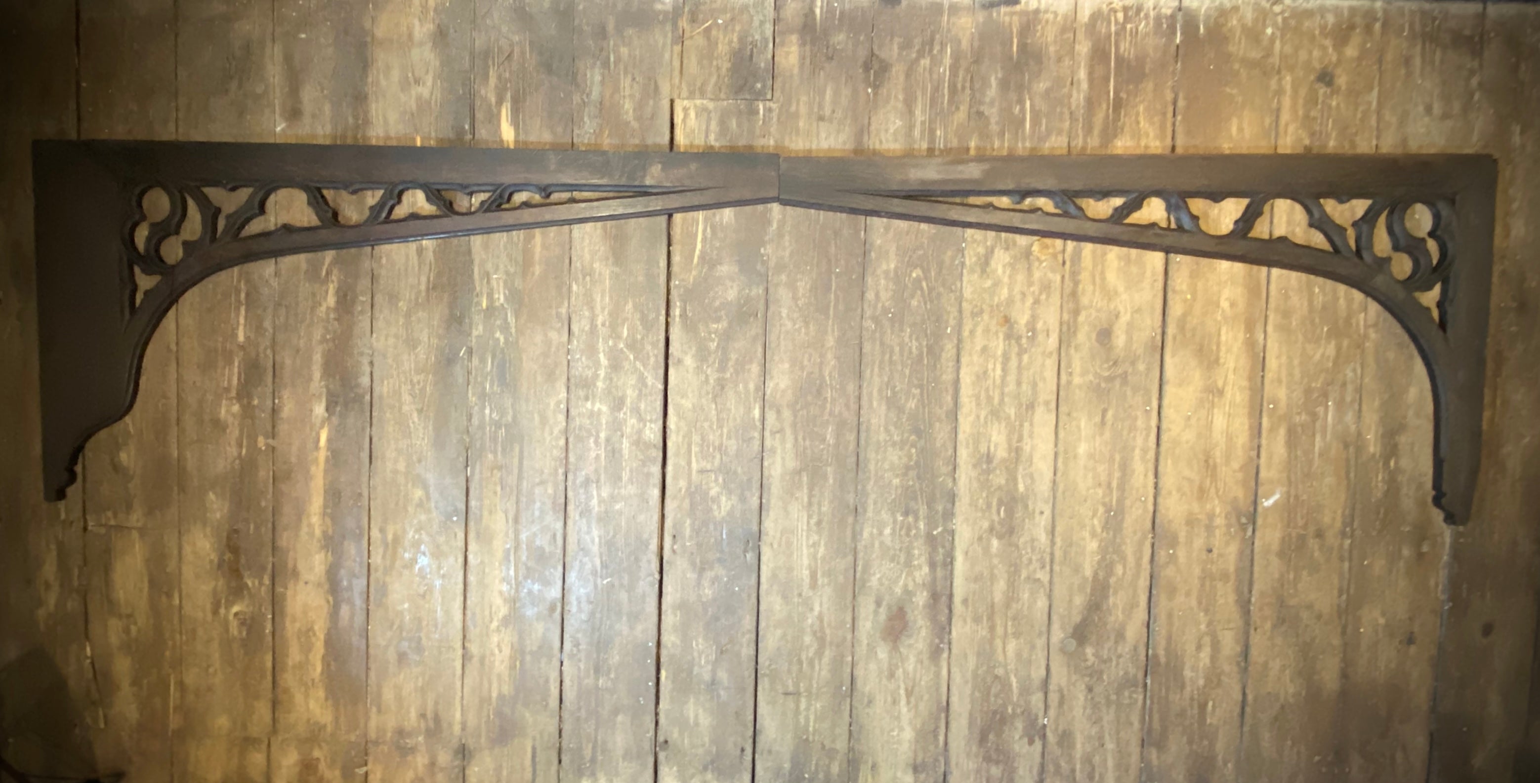 Pair Antique Gothic Oak Arch Panels  |  Large French Salvaged Architectural Wood  |  120cm Width