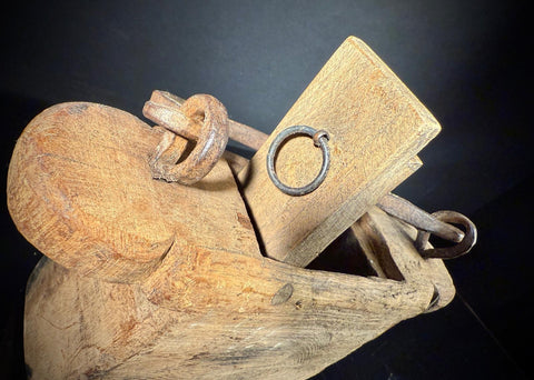 Vintage Wooden Indian Oil Pot  | Axle Grease Pot / Carrier