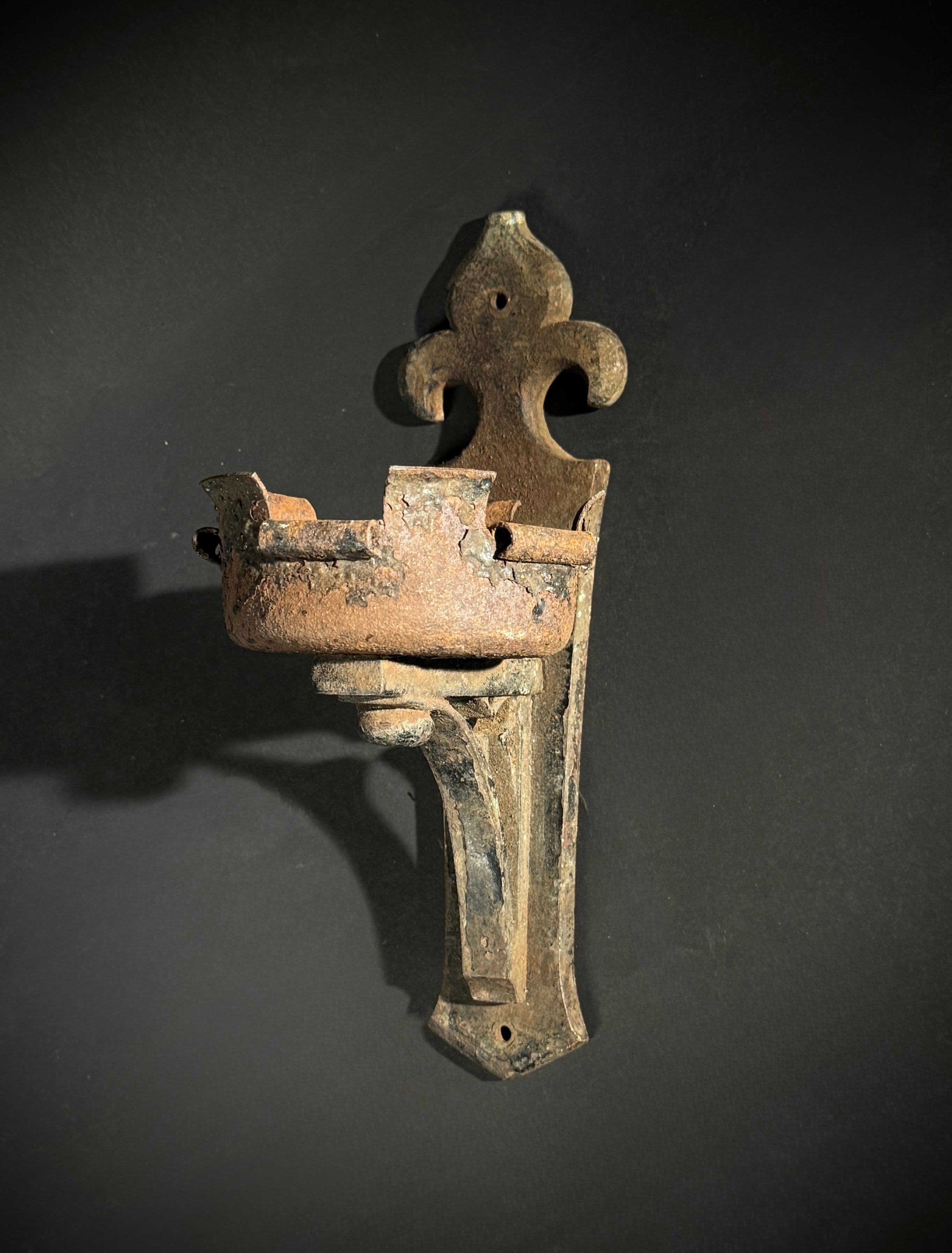 Two Antique Wrought Iron Gothic Wall Sconces – Medieval Wall Lights