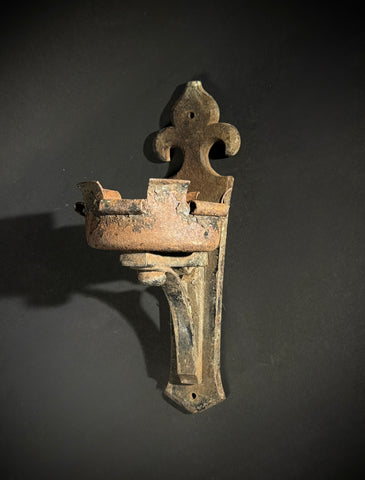Two Antique Wrought Iron Gothic Wall Sconces – Medieval Wall Lights