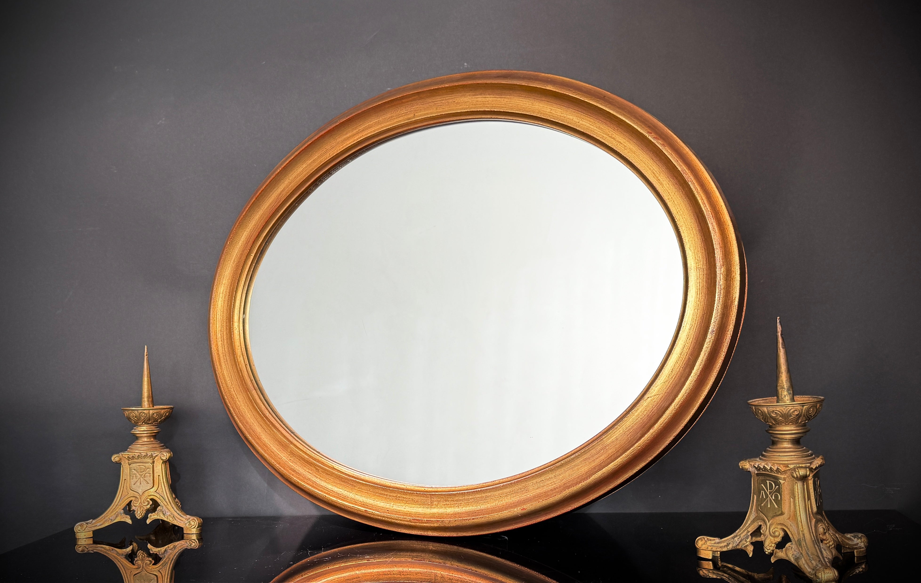 Large (80cm) Vintage Classic Gilt Oval Mirror