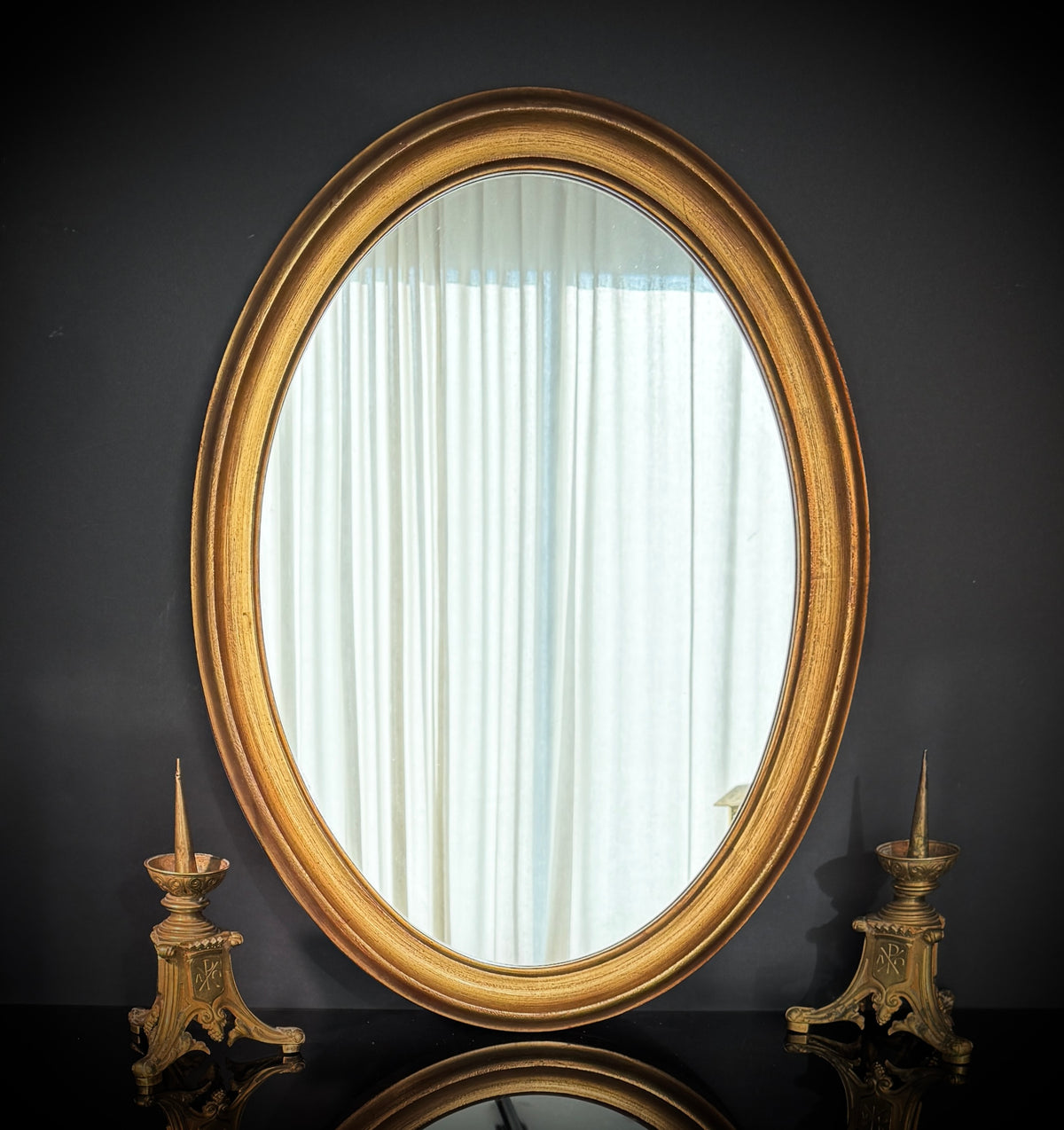 Large (80cm) Vintage Classic Gilt Oval Mirror