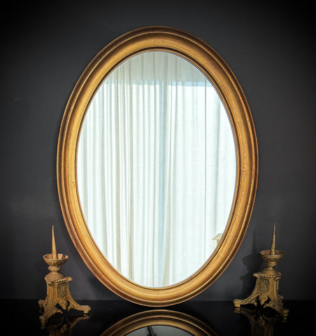 Large (80cm) Vintage Classic Gilt Oval Mirror